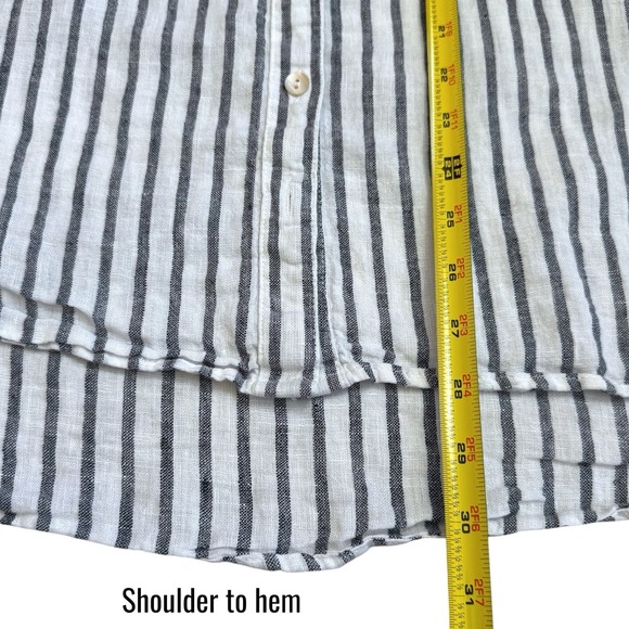 Sigrid Olsen 100% Linen Striped Button Down Blouse Coastal Lagenlook Travel 2X - Picture 12 of 12